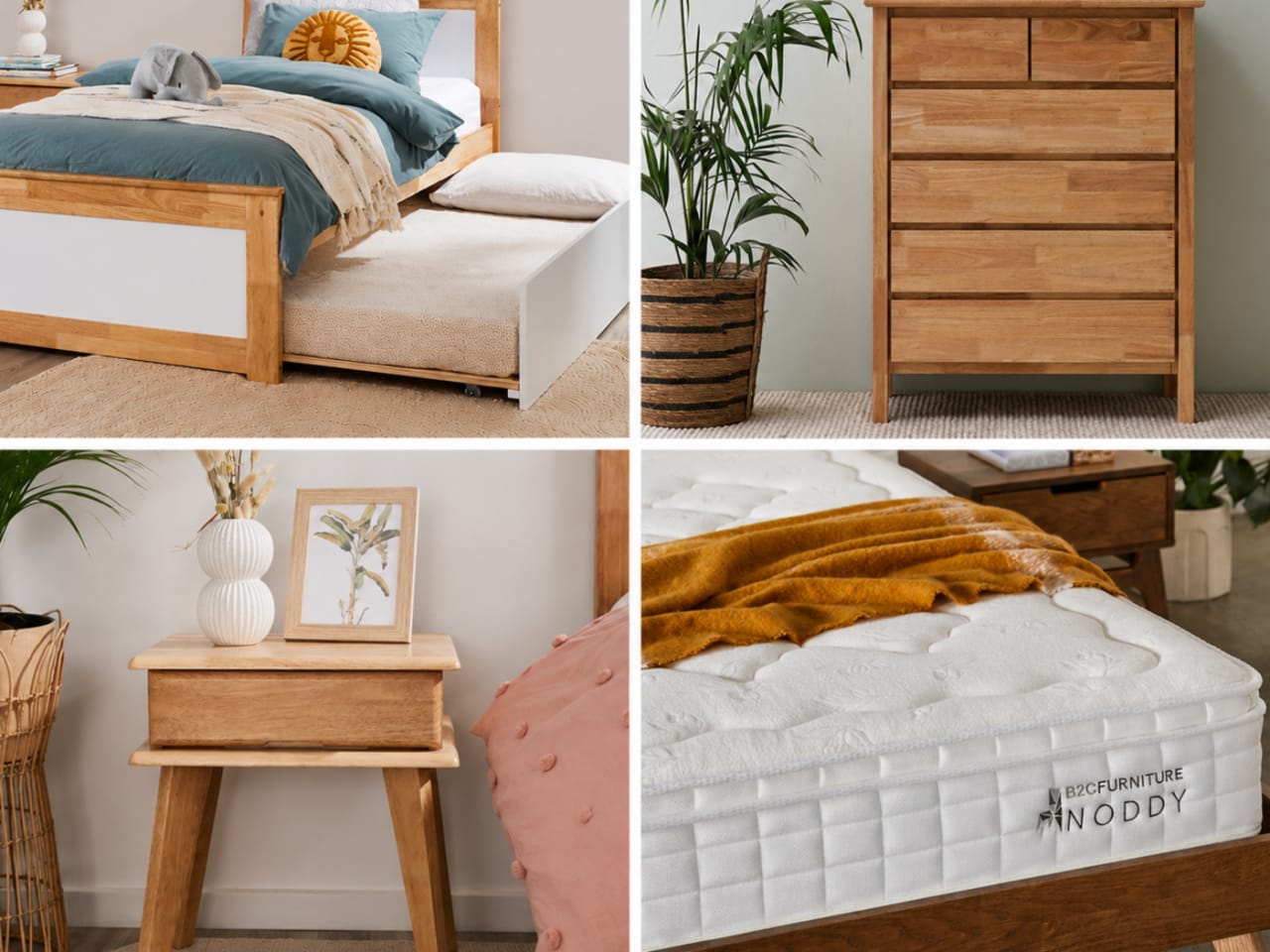 Coco 6PCE Kids Single Bedroom Suite | White & Natural