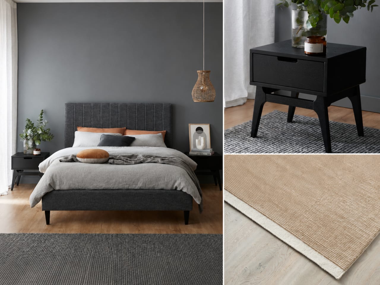 Cannes 5PCE Queen Bedroom Package | Charcoal