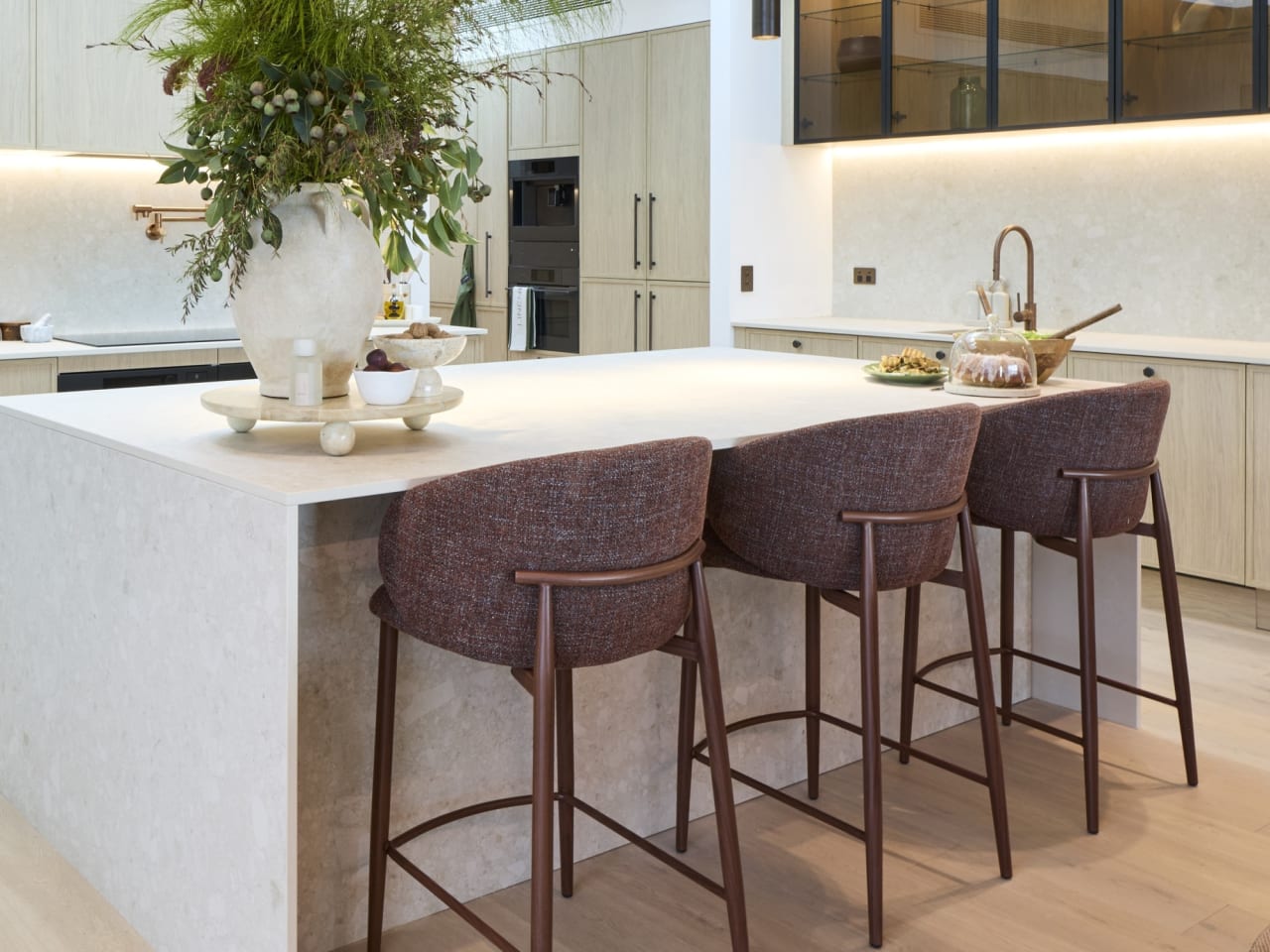 Vogue Counter Stool | Walnut Frame | Burgundy Fabric