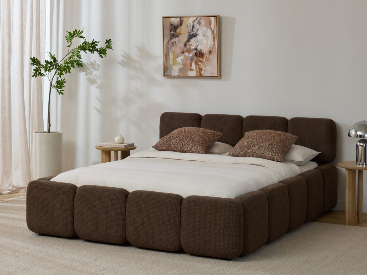 Sunday Queen Bed | Chocolate Brown Fabric