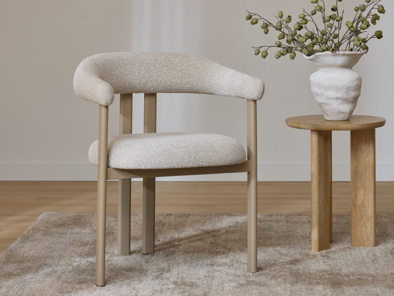 Orlando Dining Chair | Taupe Frame | Latte Fabric