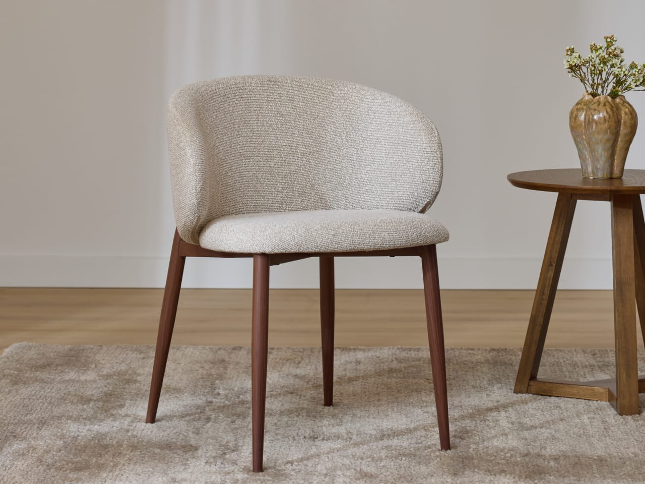 Vogue Dining Chair | Walnut Frame | Latte Fabric