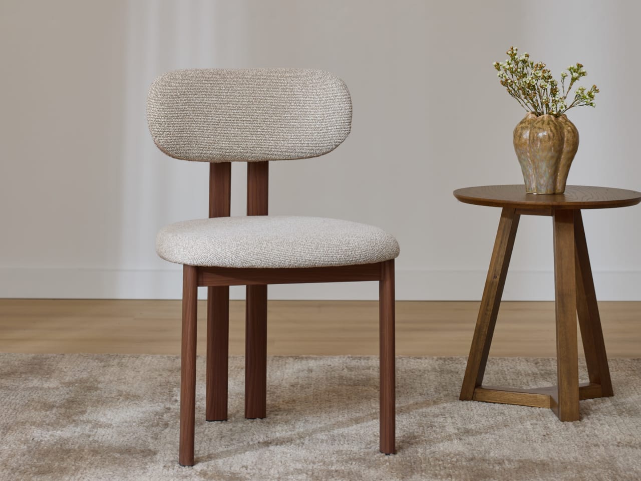 Florida Dining Chair | Walnut Frame | Latte Fabric