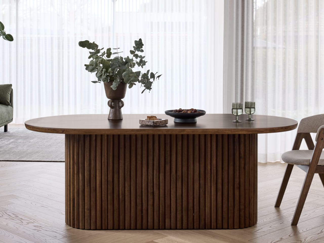 Jasper Oval Dining Table | 6 Seater | Rustic Walnut Hardwood
