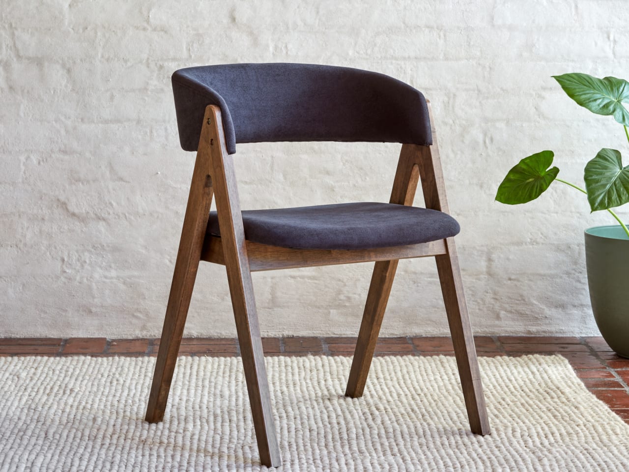 Gaudi Hardwood Dining Chair | Rustic Walnut | Black Fabric