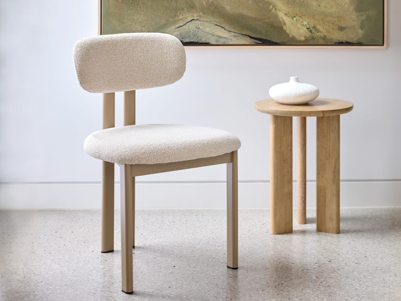 Florida Dining Chair | Taupe Frame | Beige Fabric