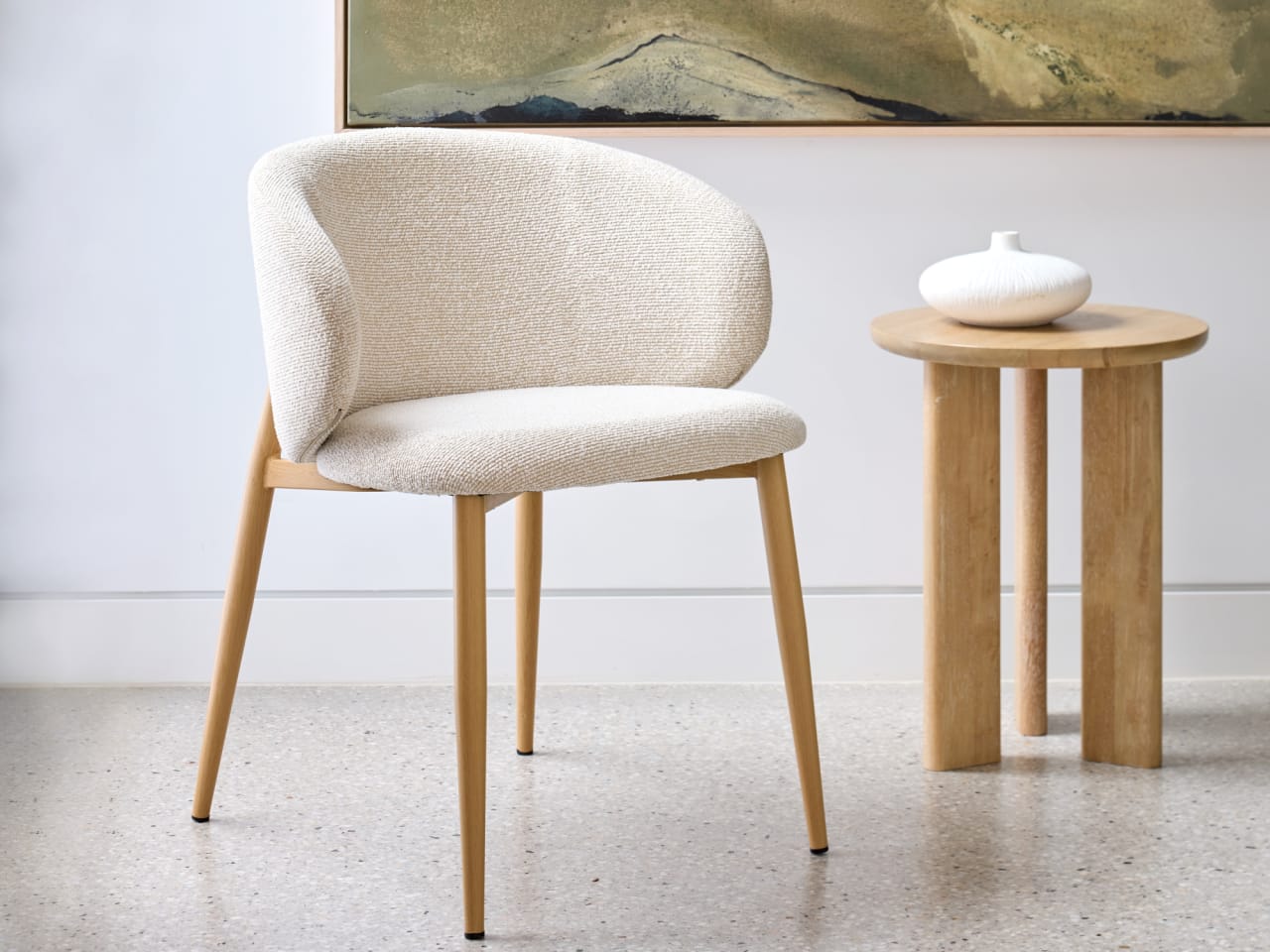 Vogue Dining Chair | Natural Frame | Beige Fabric