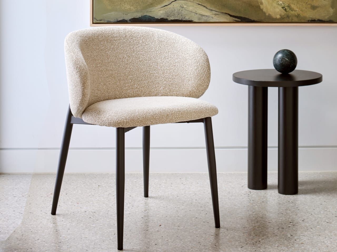 Vogue Dining Chair | Black Frame | Latte Fabric
