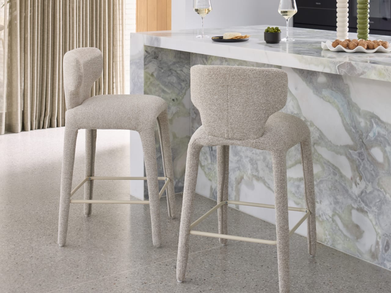 Paris Boucle Counter Stool | Beige Fabric