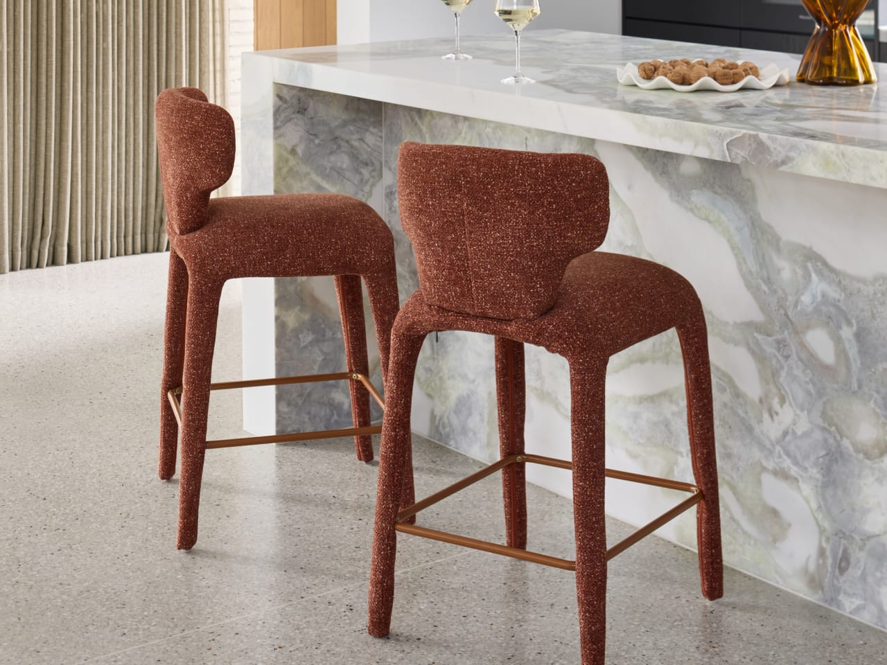 Paris Counter Stool | Rust Orange Fabric