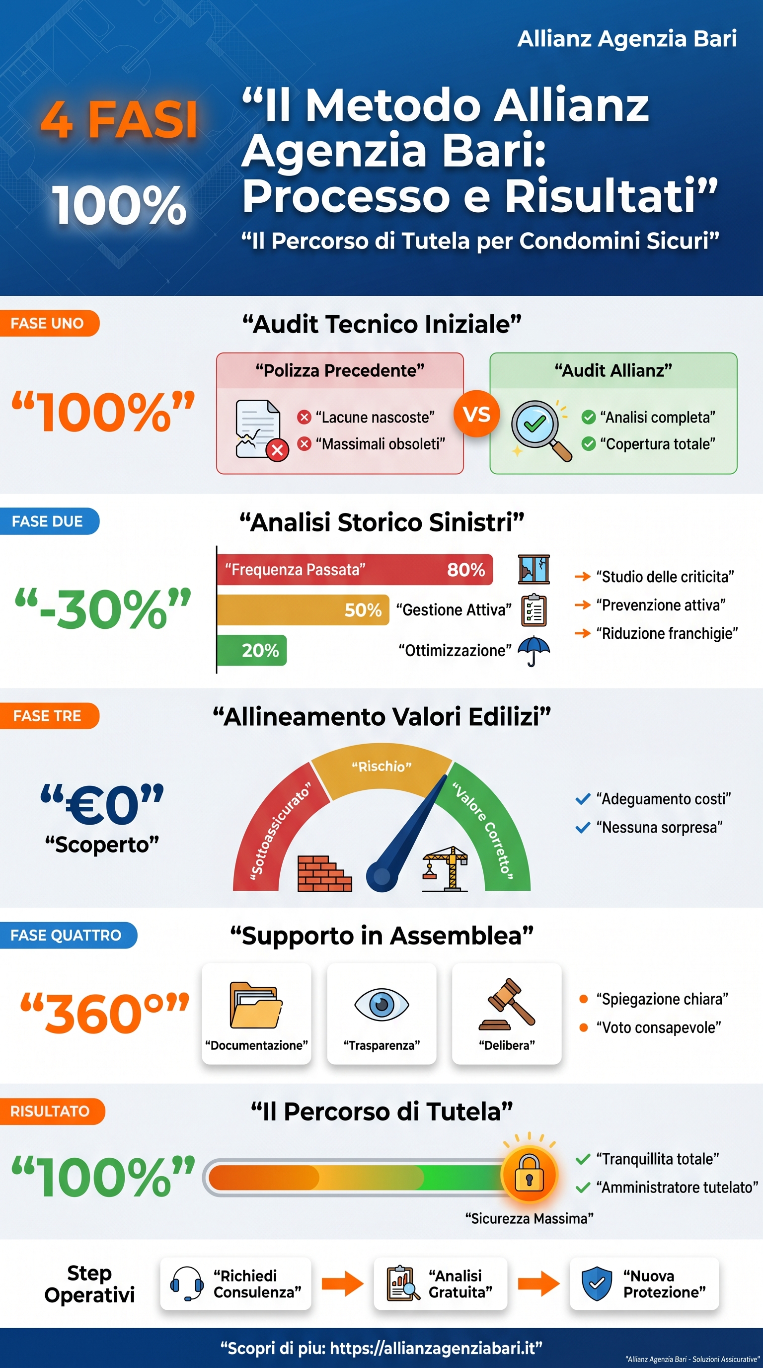 infografica metodo 4 fasi processo e risultati Allianz Agenzia Bari