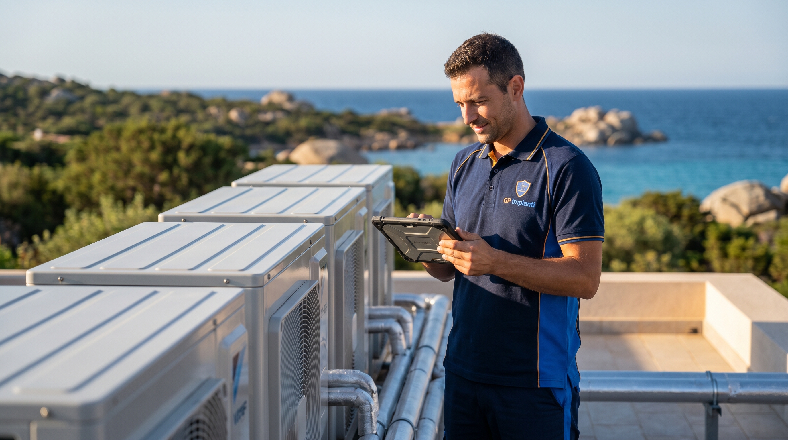 Climatizzazione VRF hotel Costa Smeralda: sistemi multi-zona Mitsubishi Daikin per strutture ricettive - GP Impianti DM 37/08 lett. C+G