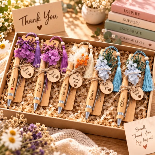 Personalised Wooden Pen & Bookmark Teacher Gift Set