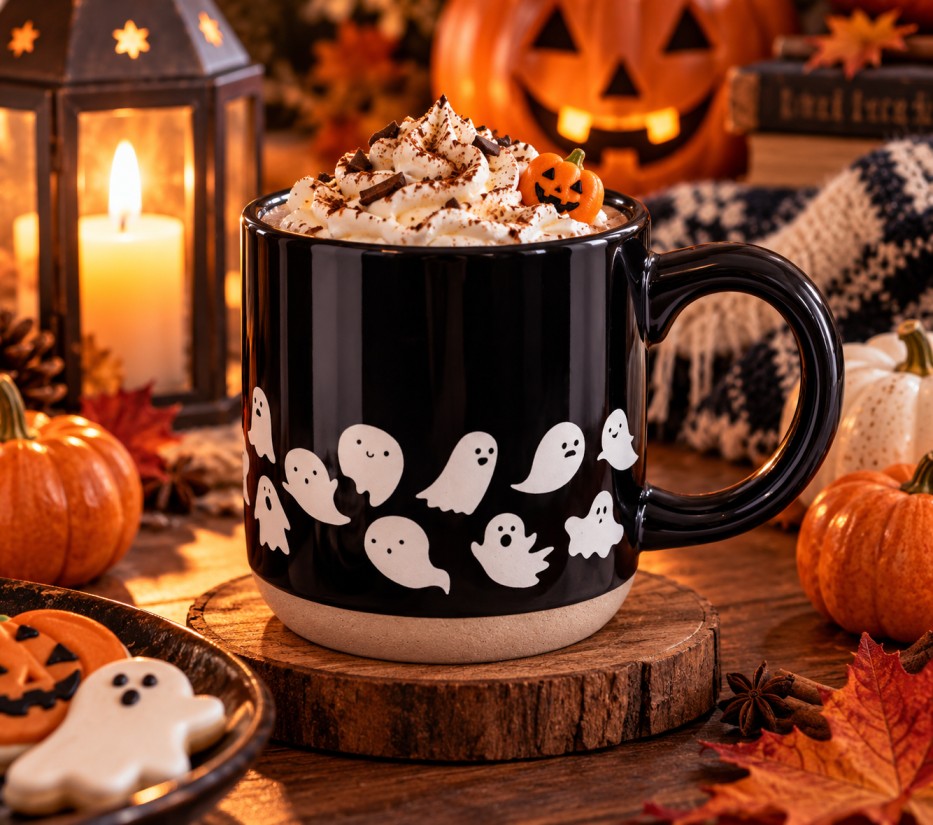 Cute Black & White Ghost Halloween Mug