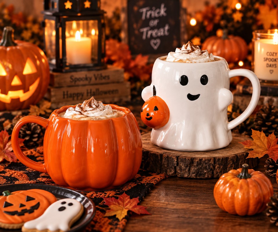 Cute 3D Ghost & Pumpkin Halloween Mugs