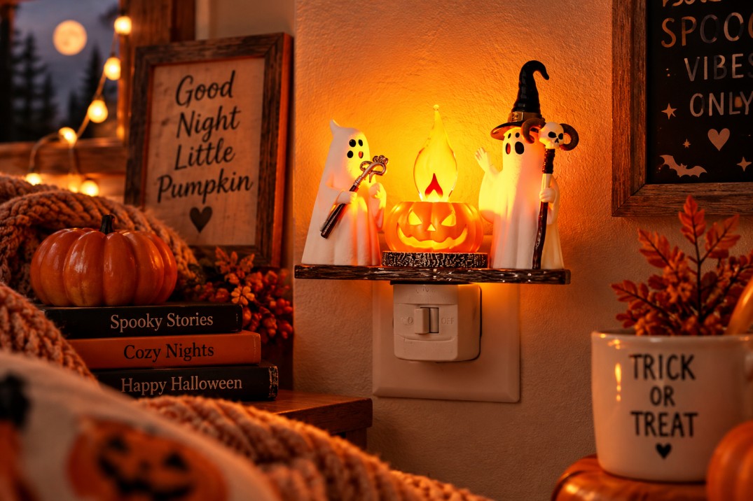 Cute Ghost Campfire Halloween Night Light