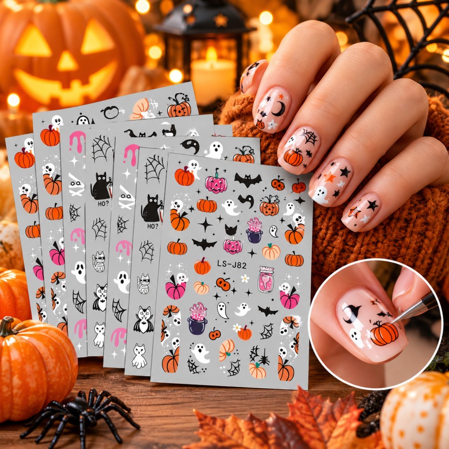 Cute Halloween Nail Art Stickers – 6 Sheet Set