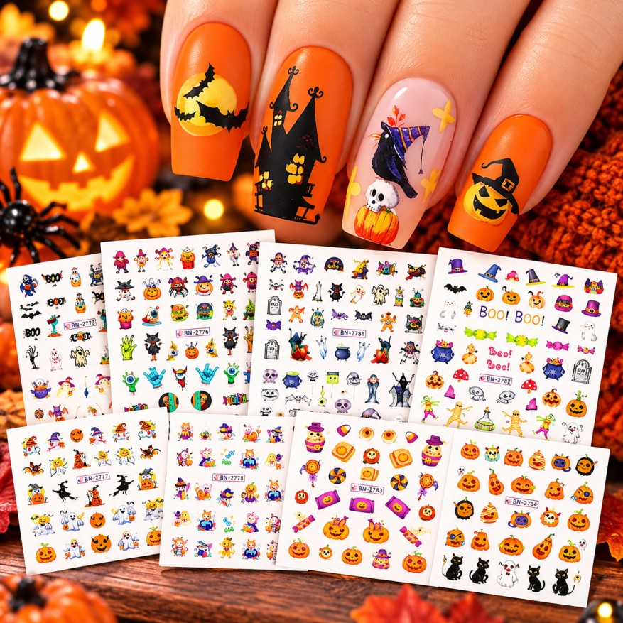 12-Sheet Halloween Water Transfer Nail Art Stickers