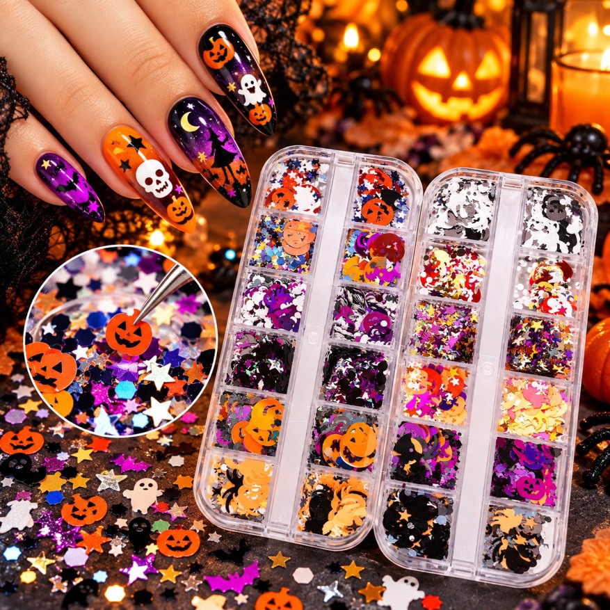 3D Holographic Halloween Nail Art Charms