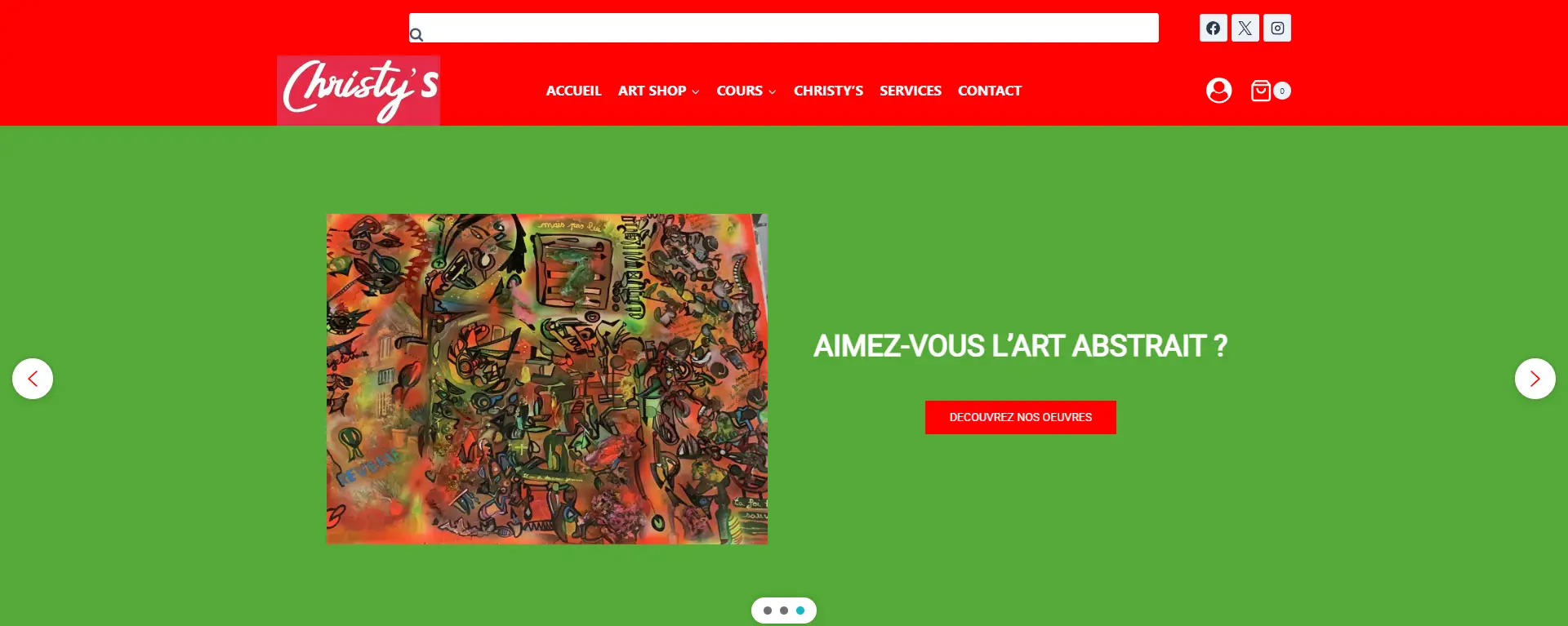 Capture d'écran du projet Chrysty's: Création Site E-commerce pour Artiste