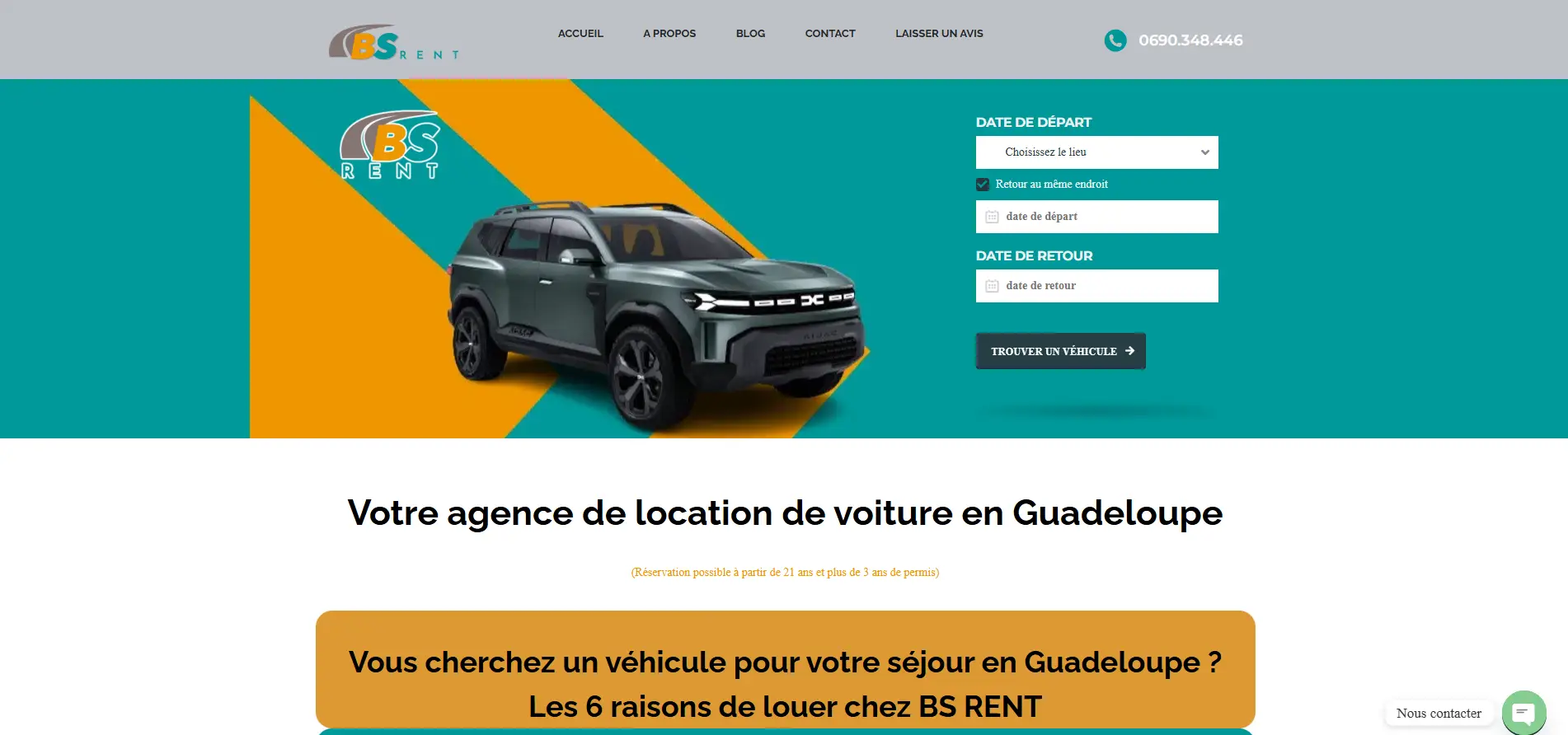 Capture d'écran du projet BS Rent : Création d'un Site E-commerce Spécialisé dans la Location de Véhicules