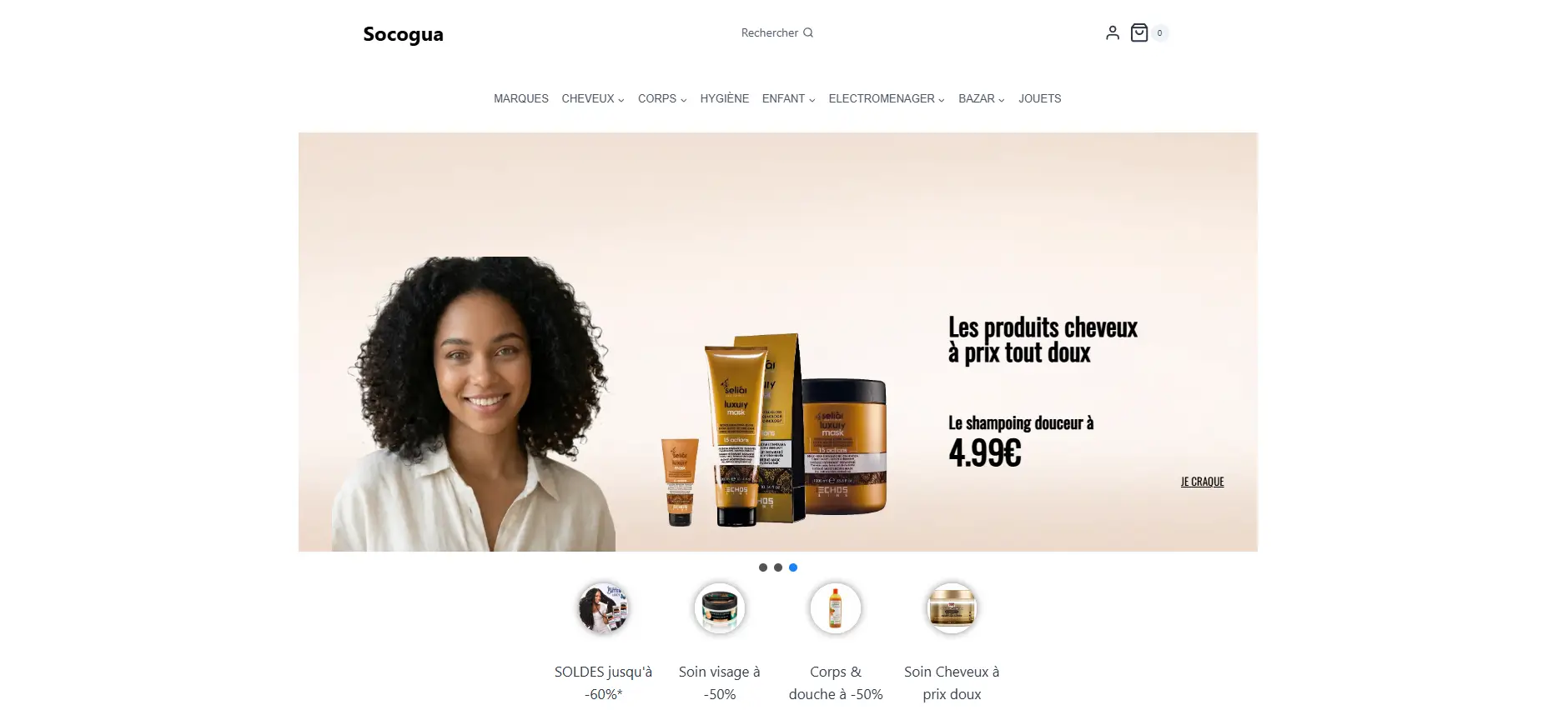 Capture d'écran du projet Socogua : Création d'un Site E-commerce B2B pour Grossiste Multicatégories