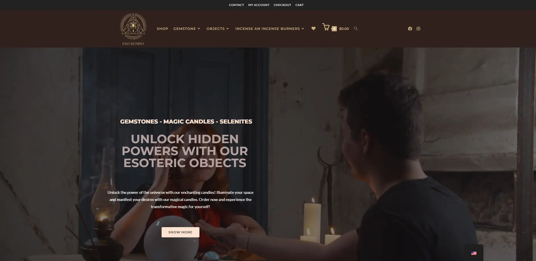 Capture d'écran du projet Esomundo : Création d'une boutique en ligne spirituelle pour une communauté de passionnés