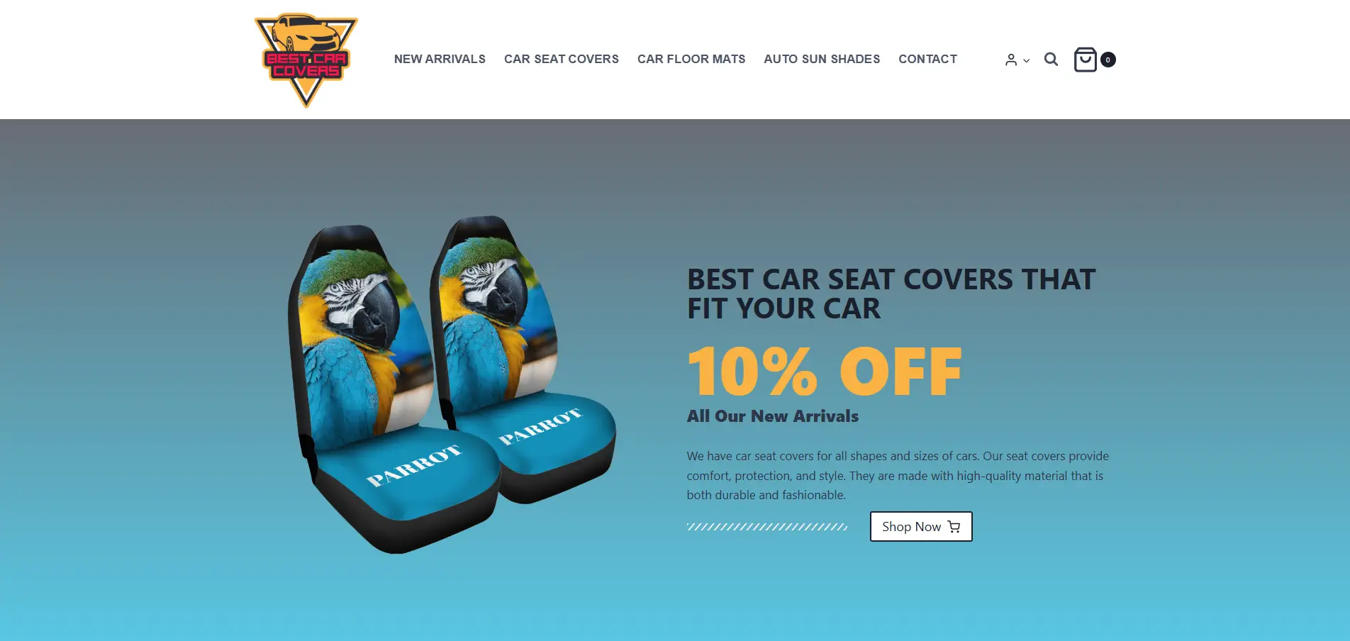 Capture d'écran du projet Création boutique en ligne avec outil de personnalisation | Best Car Seat Covers