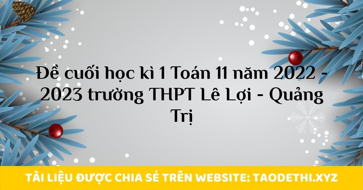 Đề cuối học kì 1 Toán 11 năm 2022 - 2023 trường THPT Lê Lợi - Quảng Trị