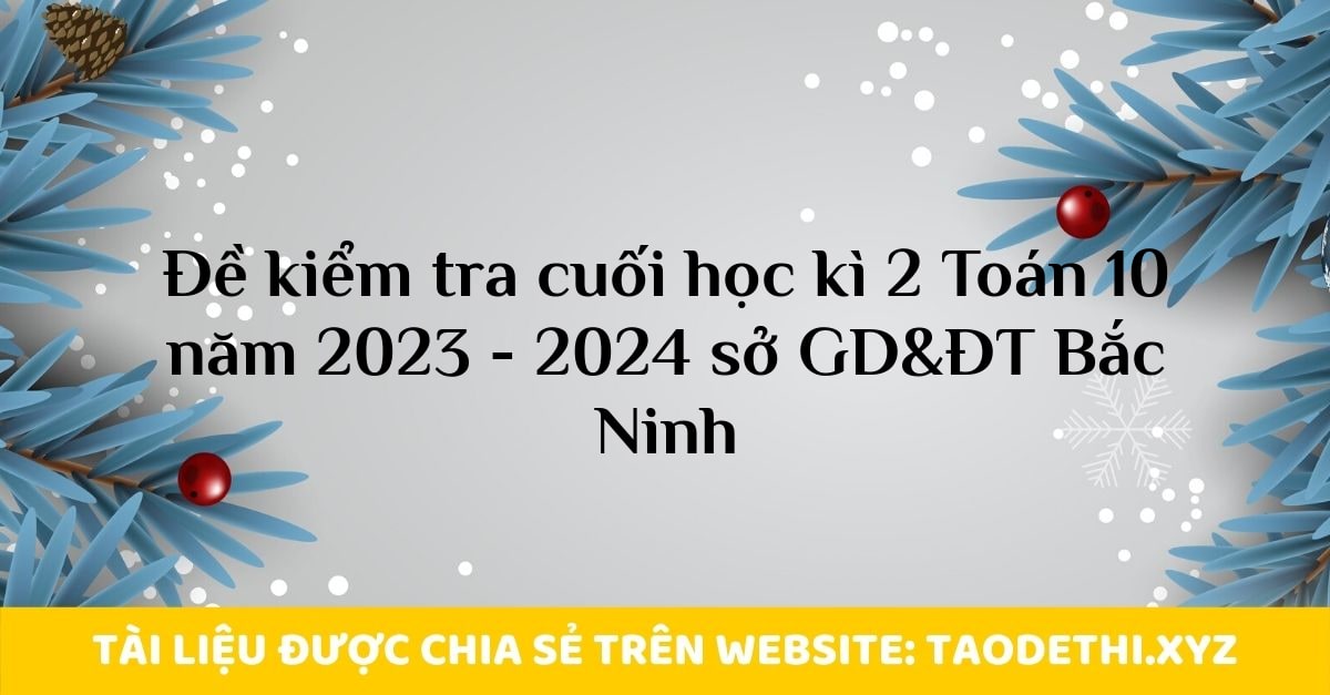 Đề kiểm tra cuối học kì 2 Toán 10 năm 2023 - 2024 sở GD&ĐT Bắc Ninh