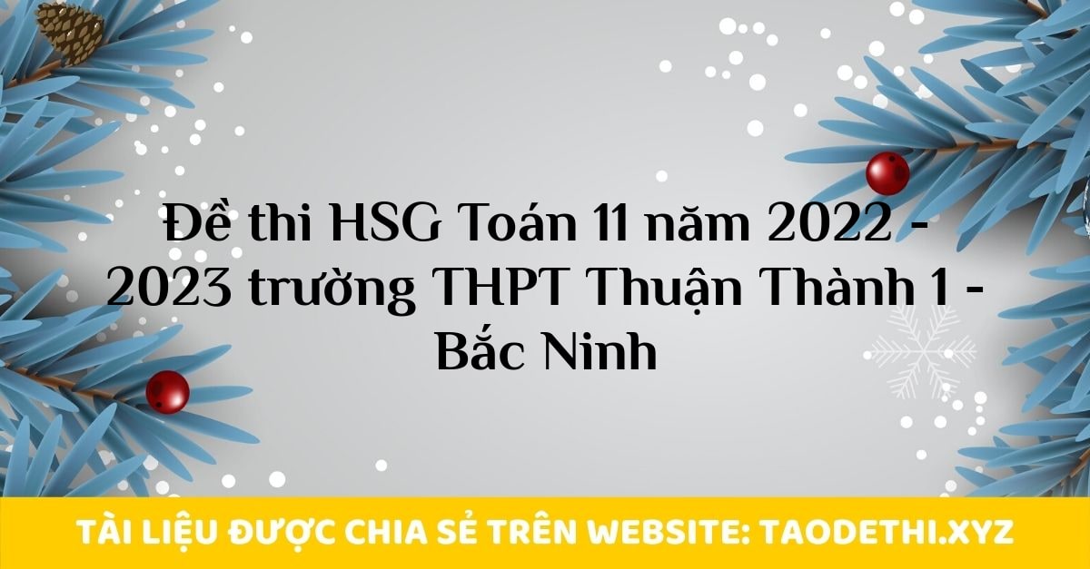 Đề thi HSG Toán 11 năm 2022 - 2023 trường THPT Thuận Thành 1 - Bắc Ninh Đề thi HSG Toán 11 năm 2022 - 2023 trường THPT Thuận Thành 1 - Bắc Ninh