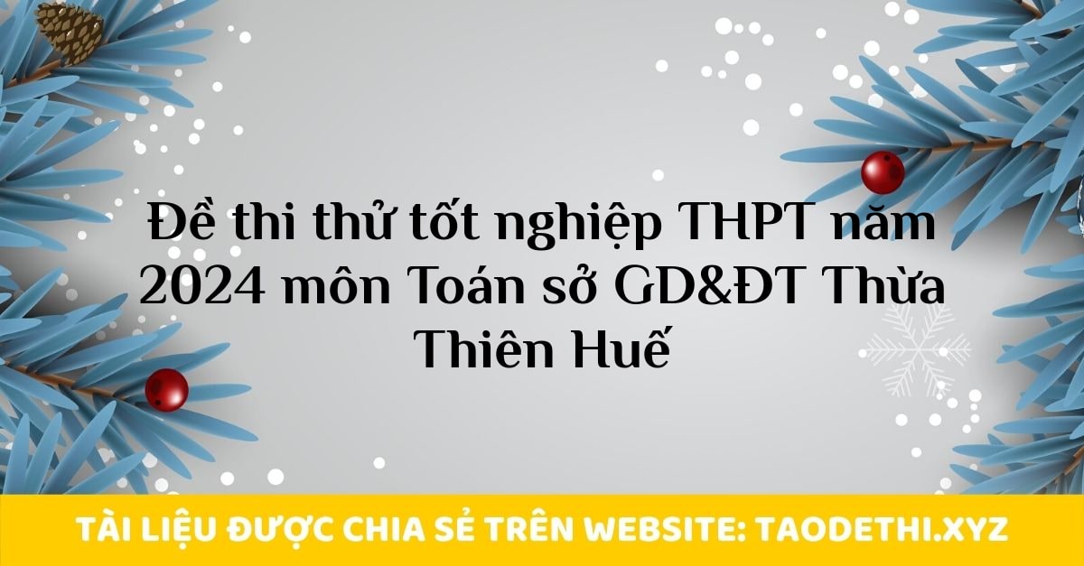 Đề thi thử tốt nghiệp THPT năm 2024 môn Toán sở GD&ĐT Thừa Thiên Huế