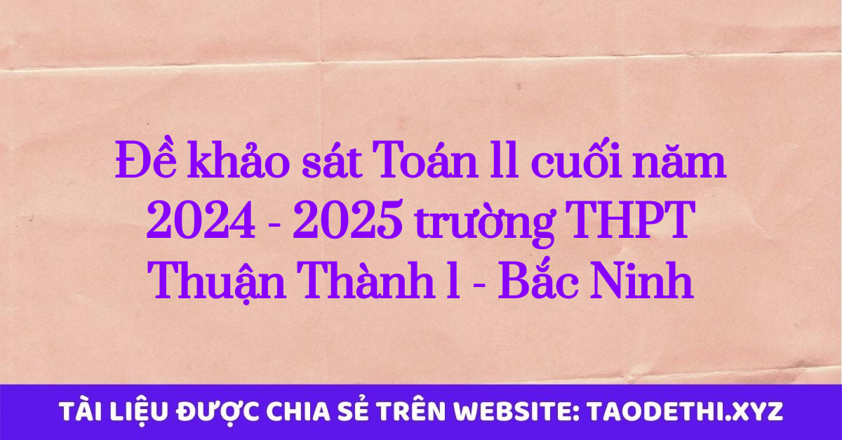 Đề khảo sát Toán 11 cuối năm 2024 - 2025 trường THPT Thuận Thành 1 - Bắc Ninh
