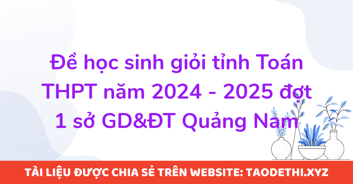 Đề học sinh giỏi tỉnh Toán THPT năm 2024 - 2025 đợt 1 sở GD&ĐT Quảng Nam Đề học sinh giỏi tỉnh Toán THPT năm 2024 - 2025 đợt 1 sở GD&ĐT Quảng Nam