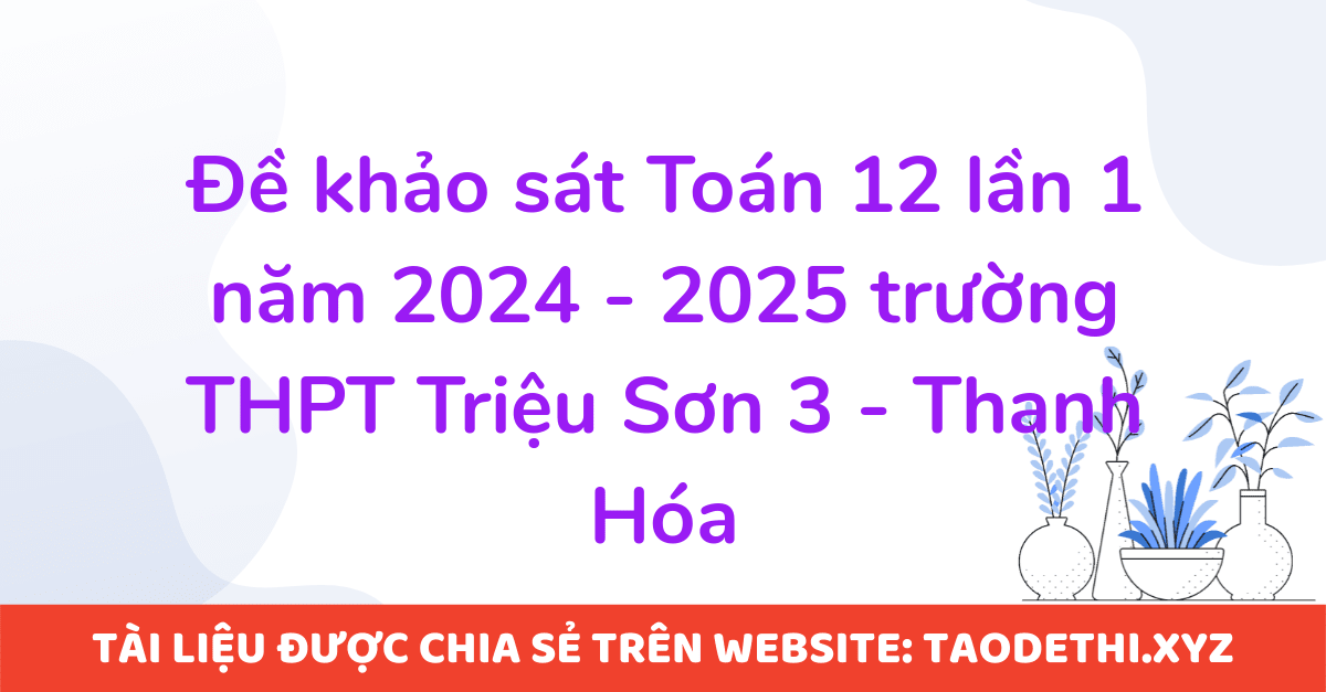 Đề khảo sát Toán 12 lần 1 năm 2024 - 2025 trường THPT Triệu Sơn 3 - Thanh Hóa Đề khảo sát Toán 12 lần 1 năm 2024 - 2025 trường THPT Triệu Sơn 3 - Thanh Hóa