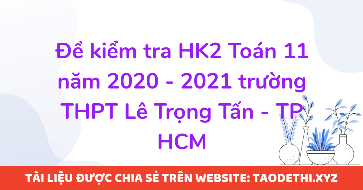 Đề kiểm tra HK2 Toán 11 năm 2020 - 2021 trường THPT Lê Trọng Tấn - TP HCM