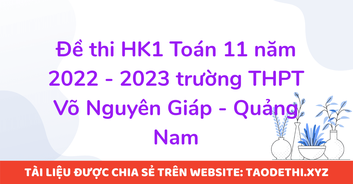 Đề thi HK1 Toán 11 năm 2022 - 2023 trường THPT Võ Nguyên Giáp - Quảng Nam