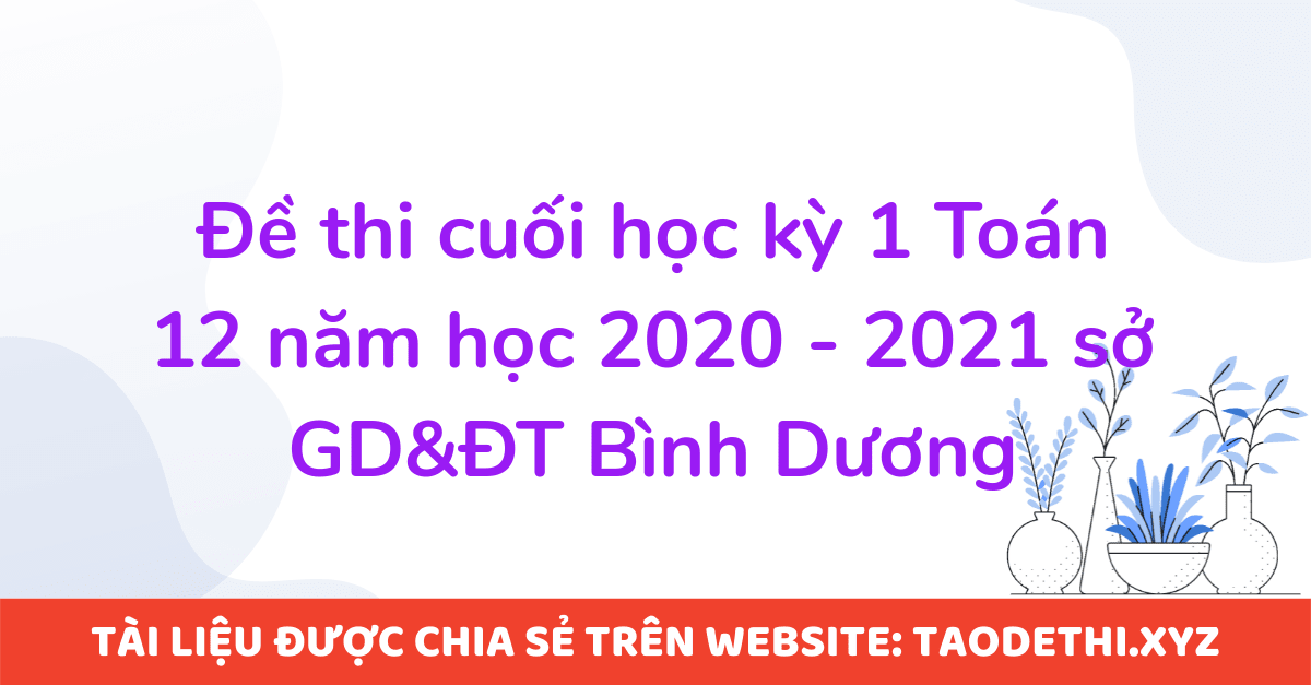 Đề thi cuối học kỳ 1 Toán 12 năm học 2020 - 2021 sở GD&ĐT Bình Dương