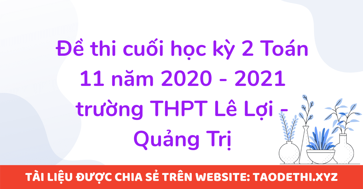 Đề thi cuối học kỳ 2 Toán 11 năm 2020 - 2021 trường THPT Lê Lợi - Quảng Trị