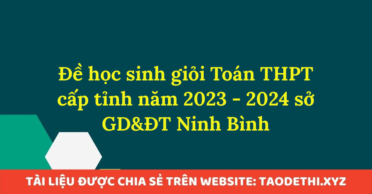 Đề học sinh giỏi Toán THPT cấp tỉnh năm 2023 - 2024 sở GD&ĐT Ninh Bình