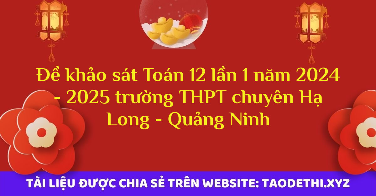 Đề khảo sát Toán 12 lần 1 năm 2024 - 2025 trường THPT chuyên Hạ Long - Quảng Ninh