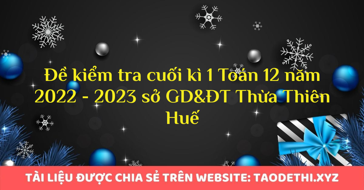 Đề kiểm tra cuối kì 1 Toán 12 năm 2022 - 2023 sở GD&ĐT Thừa Thiên Huế