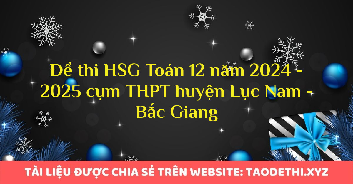 Đề thi HSG Toán 12 năm 2024 - 2025 cụm THPT huyện Lục Nam - Bắc Giang Đề thi HSG Toán 12 năm 2024 - 2025 cụm THPT huyện Lục Nam - Bắc Giang