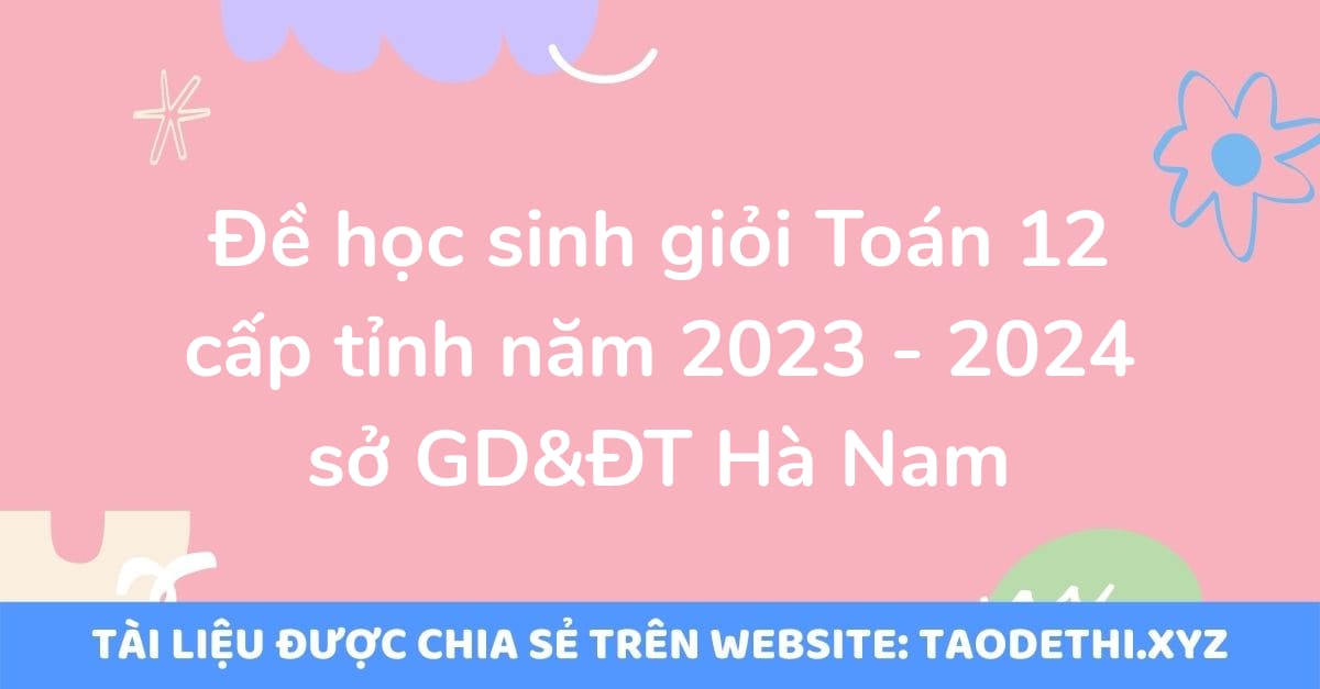 Đề học sinh giỏi Toán 12 cấp tỉnh năm 2023 - 2024 sở GD&ĐT Hà Nam