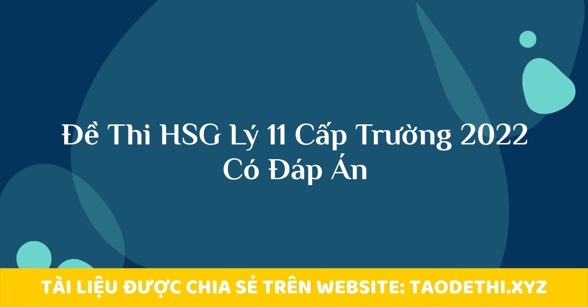 Đề Thi HSG Lý 11 Cấp Trường 2022 Có Đáp Án Đề Thi HSG Lý 11 Cấp Trường 2022 Có Đáp Án