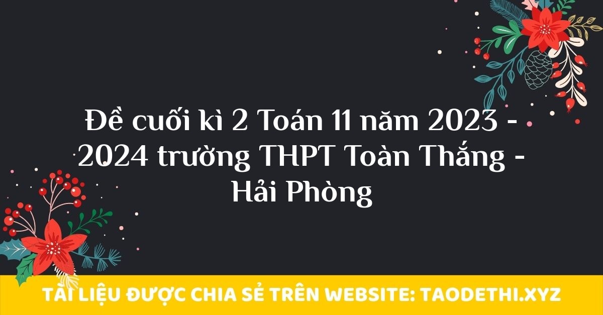 Đề cuối kì 2 Toán 11 năm 2023 - 2024 trường THPT Toàn Thắng - Hải Phòng