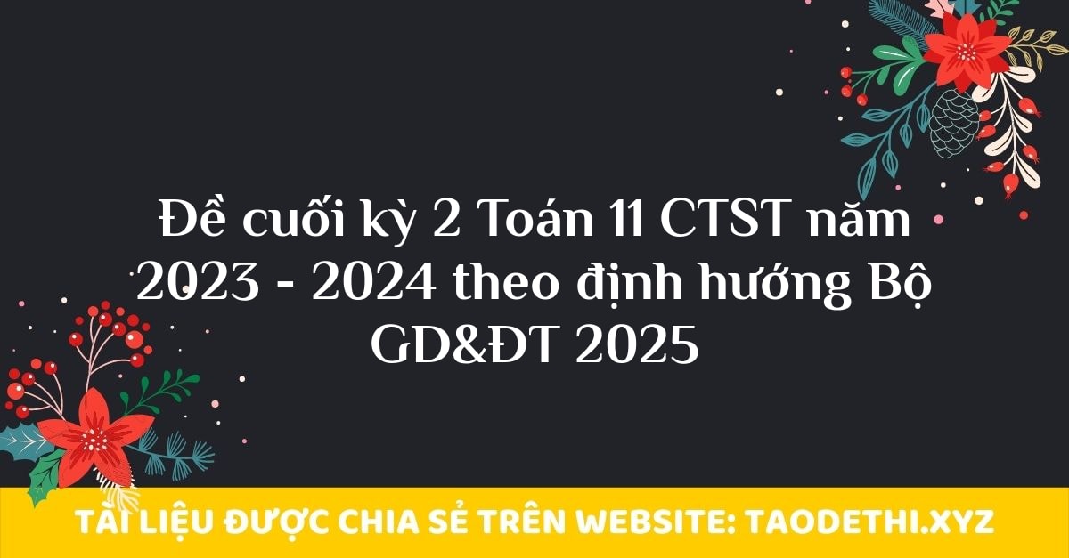 Đề cuối kỳ 2 Toán 11 CTST năm 2023 - 2024 theo định hướng Bộ GD&ĐT 2025