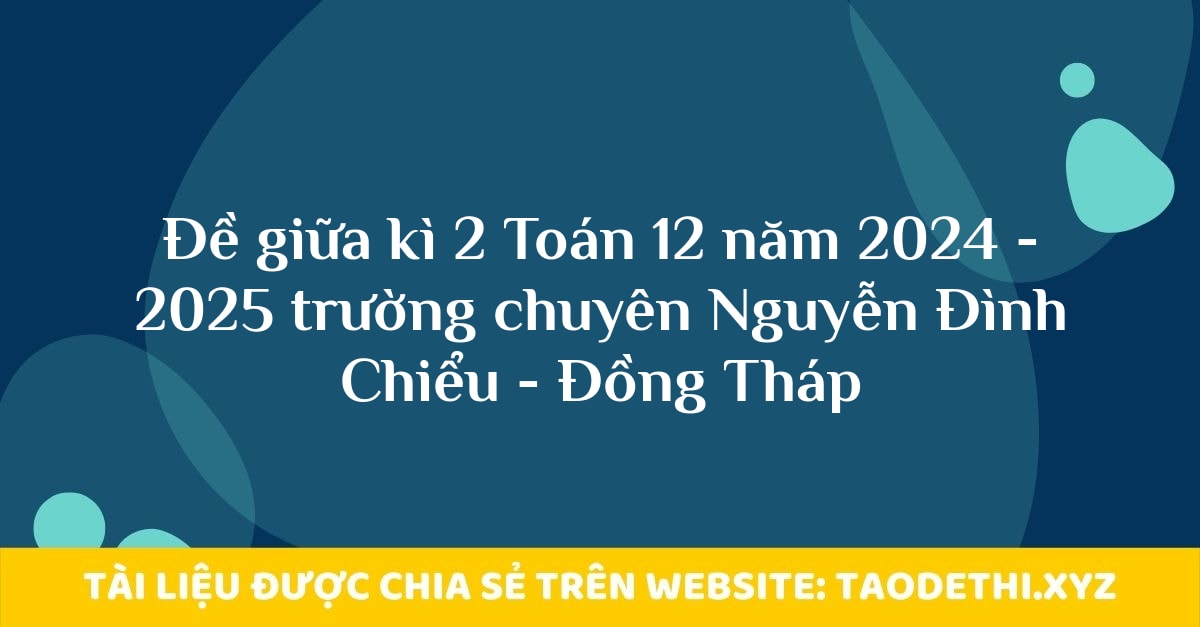 Đề giữa kì 2 Toán 12 năm 2024 - 2025 trường chuyên Nguyễn Đình Chiểu - Đồng Tháp Đề giữa kì 2 Toán 12 năm 2024 - 2025 trường chuyên Nguyễn Đình Chiểu - Đồng Tháp