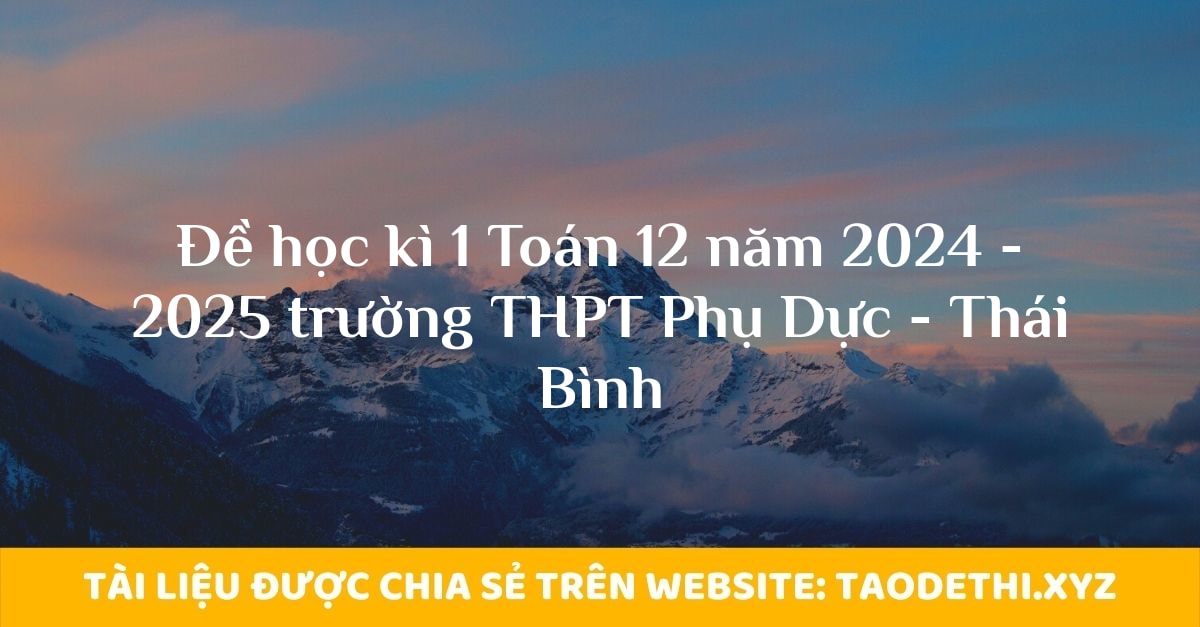 Đề học kì 1 Toán 12 năm 2024 - 2025 trường THPT Phụ Dực - Thái Bình