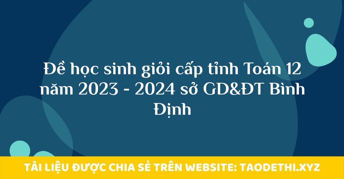 Đề học sinh giỏi cấp tỉnh Toán 12 năm 2023 - 2024 sở GD&ĐT Bình Định Đề học sinh giỏi cấp tỉnh Toán 12 năm 2023 - 2024 sở GD&ĐT Bình Định